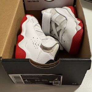 Jordan Kids White and Red Sneakers